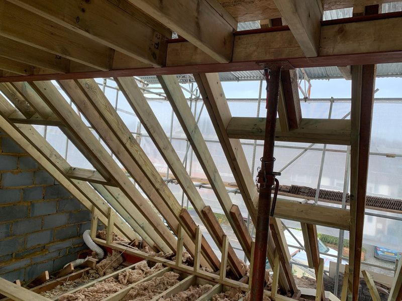 Roof gables with spacing for velux windows